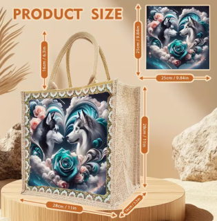 Preview: Diamond Painting Tragtasche Zwei Husky-Hunde